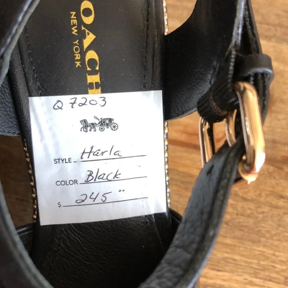 Coach Black Wedge Sandals with Adjustable Straps - Picture 3 of 8